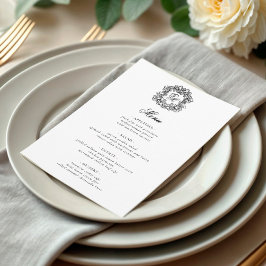 Elegant Monogram Bröllop Vapensköld Meny