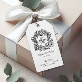 Elegant Monogram Bröllop Vapensköld Presentetikett