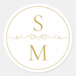 Elegant Monogram Bröllops Kuvert Sigill Runt Klistermärke