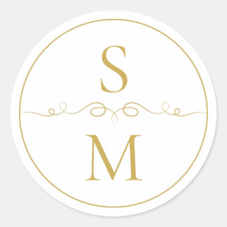 Elegant Monogram Bröllops Kuvert Sigill Runt Klistermärke