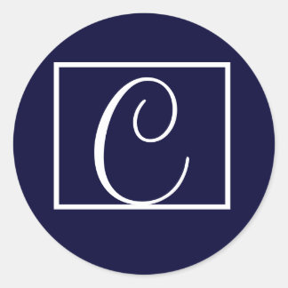 Elegant Monogram bröllopsetiketter för monokulärin Runt Klistermärke
