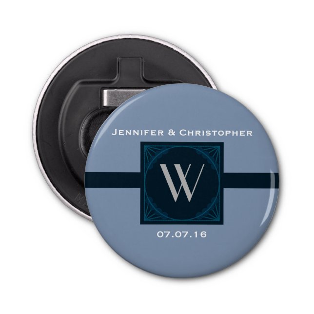 Elegant Monogram bröllopsförmån Flasköppnare (Framsidan)