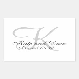 Elegant Monogram bröllopsförmån Rektangulärt Klistermärke