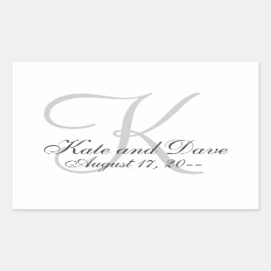 Elegant Monogram bröllopsförmån Rektangulärt Klistermärke