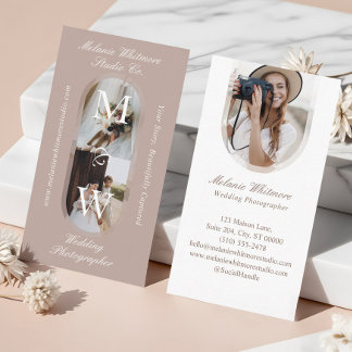 Elegant Monogram Bröllopsfotograf Båge Fotos Visitkort