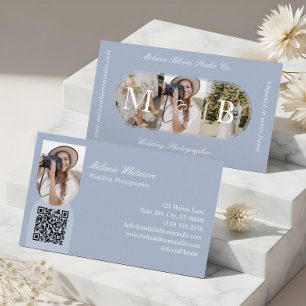 Elegant Monogram Bröllopsfotograf Båge Fotos Visitkort