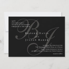 Elegant Monogram Bröllopsinbjudan Inbjudningar