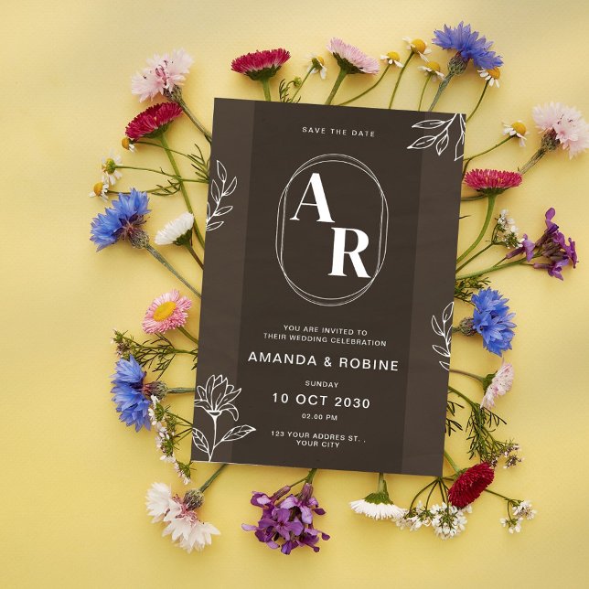 Elegant Monogram bröllopsinbjudan Inbjudningar (Skapare uppladdad)