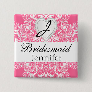 Elegant Monogram Brudens sida Rosa Design Knapp
