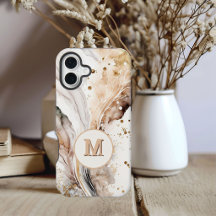 Elegant Monogram Brun Guld Marmor Abstrakt Design