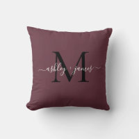 Elegant Monogram Burgunderröd Script Namn Bröllop