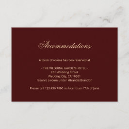Elegant Monogram Burgundy-informationskort Guld Tilläggskort