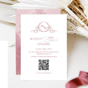 Elegant Monogram Burgundy OSA Online QR-kod Tilläggskort