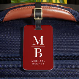Elegant Monogram Burgundy Red Bagagebricka