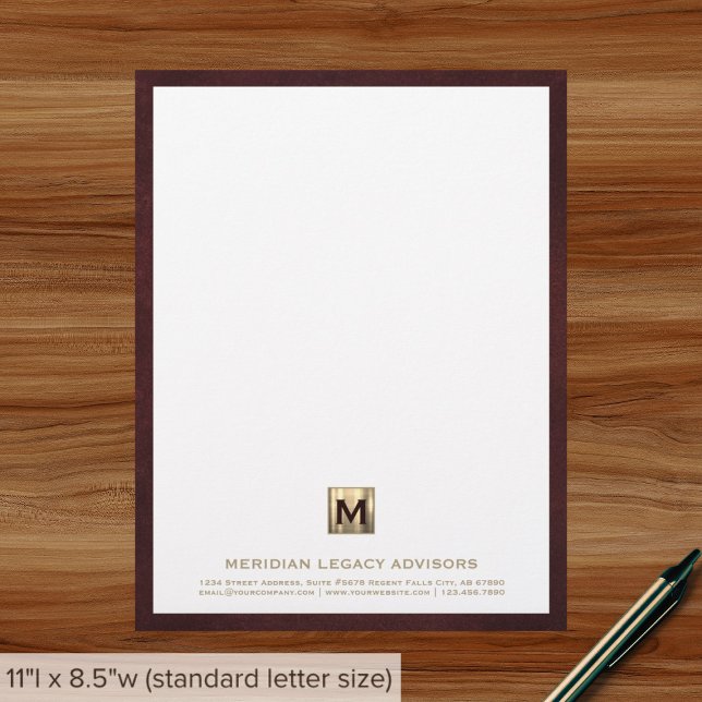 Elegant Monogram Business Letterhead Brevhuvud (Skapare uppladdad)