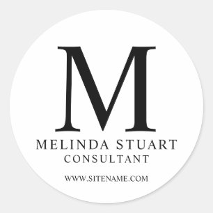 Elegant Monogram Business Runt Klistermärke