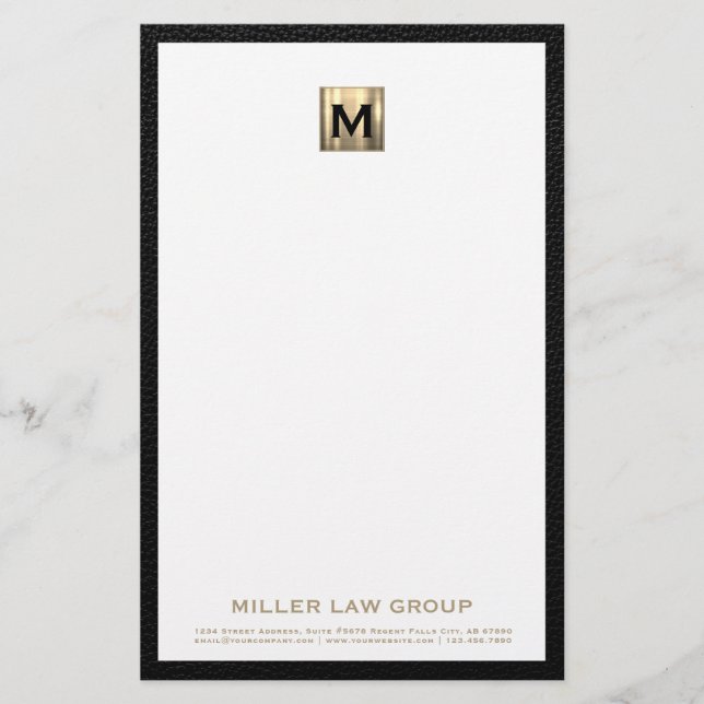 Elegant Monogram Business Stationery Brevpapper (Framsida)