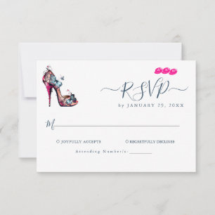 Elegant Monogram Butterfly Heeled-Shoe Bröllop OSA Kort