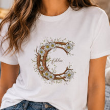 Elegant Monogram C: Blommor & Vinrankor Personlig