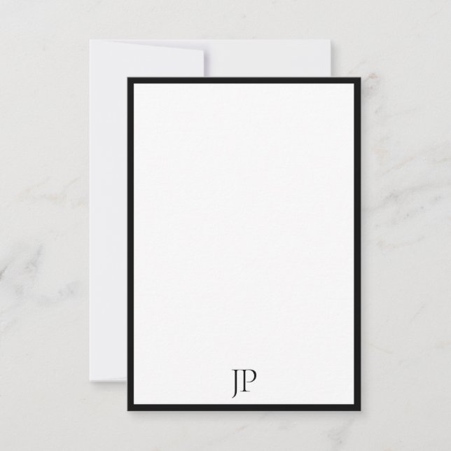 Elegant Monogram Calligraphed Script-mall Anteckningskort (Framsida)
