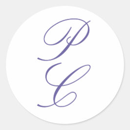 Elegant Monogram Calligraphy Bröllop Runt Klistermärke