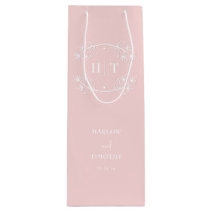 Elegant Monogram Calligraphy Rosa Gift bag Bröllop