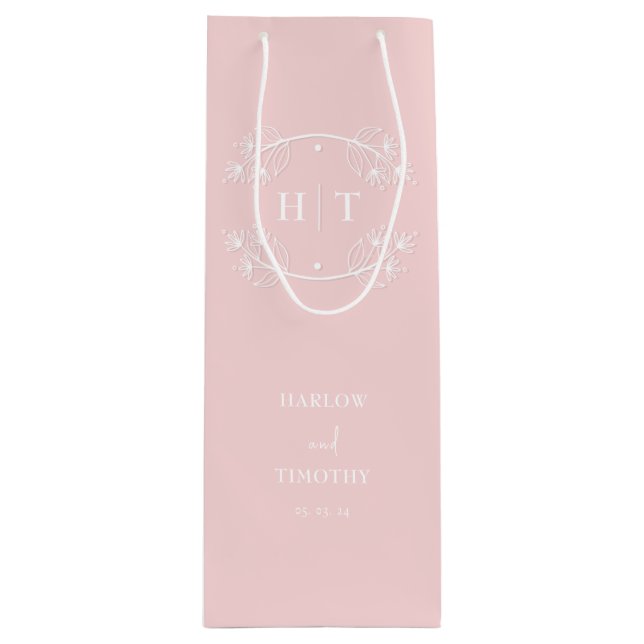 Elegant Monogram Calligraphy Rosa Gift bag Bröllop (Framsidan)