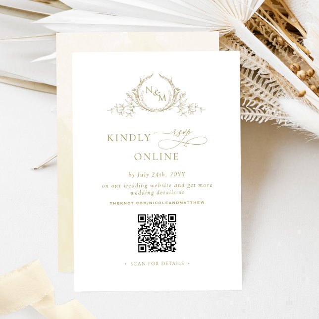 Elegant Monogram Champagne OSA Online QR-kod Tilläggskort (Skapare uppladdad)