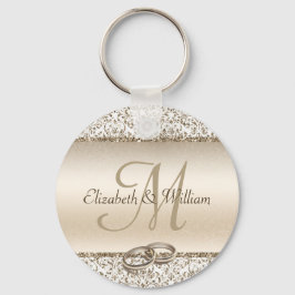 Elegant Monogram Champagne Wedding Favor Nyckelring