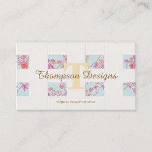 Elegant Monogram Cherry Blommar Unique Girly 2 Visitkort
