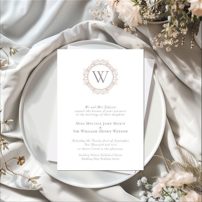 Elegant Monogram Classic Bröllop Inbjudningar (Elegant Monogram Wedding Invitation)