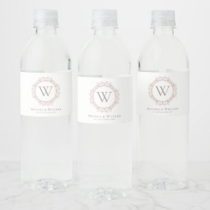 Elegant Monogram Classic Bröllop Vattenflaskor Etikett