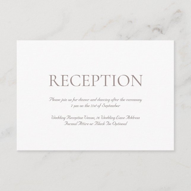 Elegant Monogram Classic Wedding Reception Tilläggskort (Framsida)