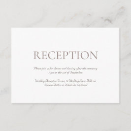 Elegant Monogram Classic Wedding Reception Tilläggskort
