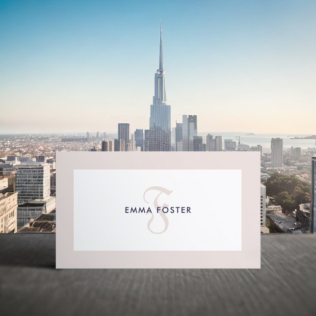 Elegant Monogram Coconut Cream Ram Affärskort Visitkort (Skapare uppladdad)