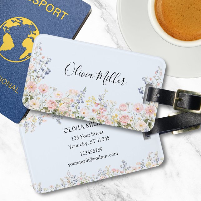 Elegant Monogram Colorful Flower Garden Floral Bagagebricka (In situ)