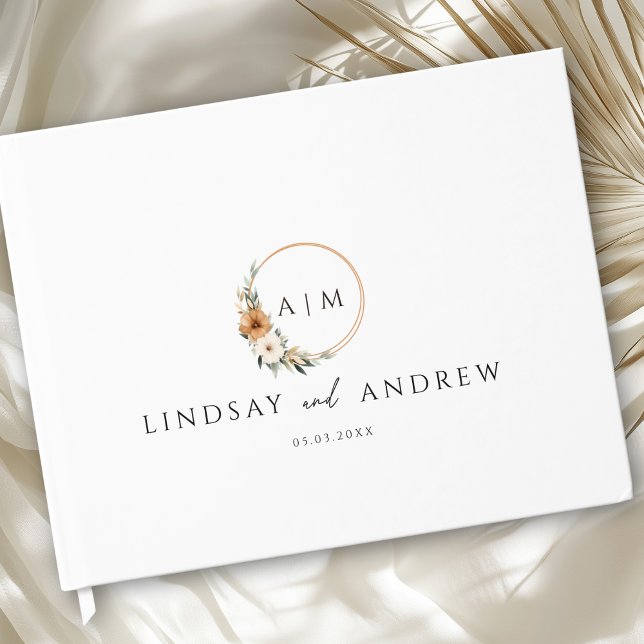 Elegant Monogram Copper Earthy Botanical  Gästböcker (Elegant Monogram Copper Earthy Botanical Photo Guest Book)