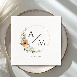 Elegant Monogram Copper  Earthy Botanical Wedding  Pappersservett