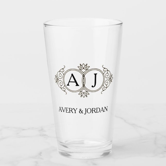 Elegant Monogram couple initials luxurious style Glaskopp (Framsida)