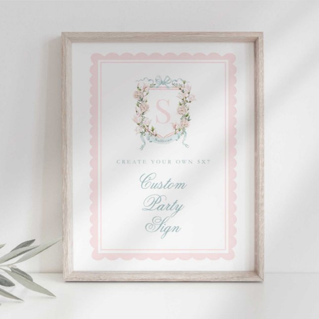 Elegant Monogram Crest Baby Shower Custom 5x7 Poster (Skapare uppladdad)