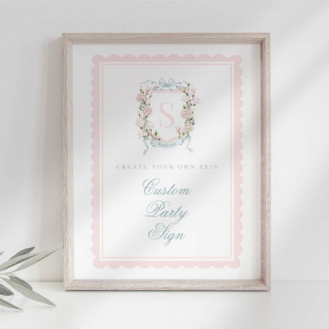 Elegant Monogram Crest Baby Shower Custom 8x10 Poster (Skapare uppladdad)