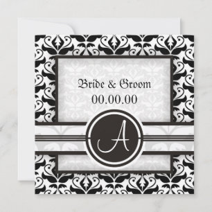 Elegant Monogram Damask Spara datum meddelande