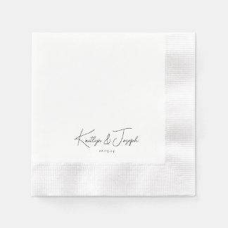 Elegant Monogram Date Modern Typography Bröllop Pappersservett