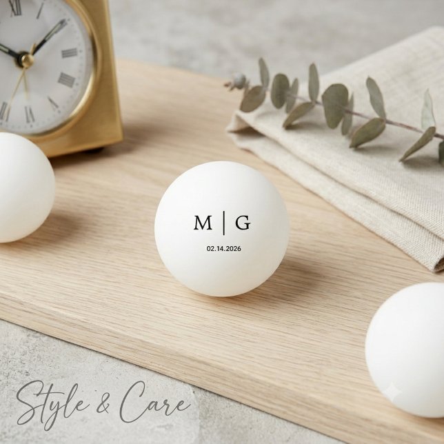 Elegant Monogram Datum Anpassad Ping Pong Boll Pre (Elegant Monogram Date Custom Ping Pong Ball Gift)