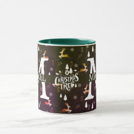 Elegant Monogram dekorativ jul-helgdag Mugg