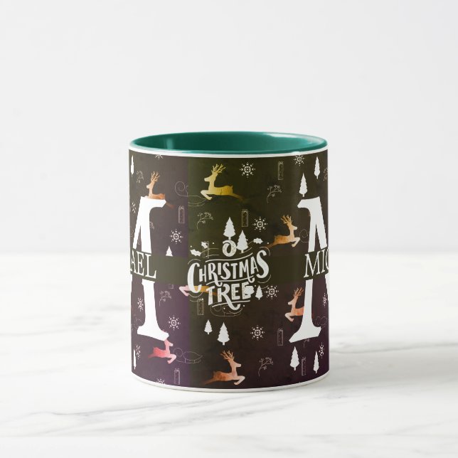 Elegant Monogram dekorativ jul-helgdag Mugg (Center)