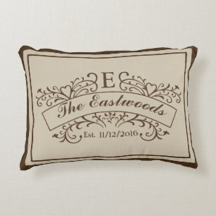 Elegant Monogram dekorfärg Prydnadskudde