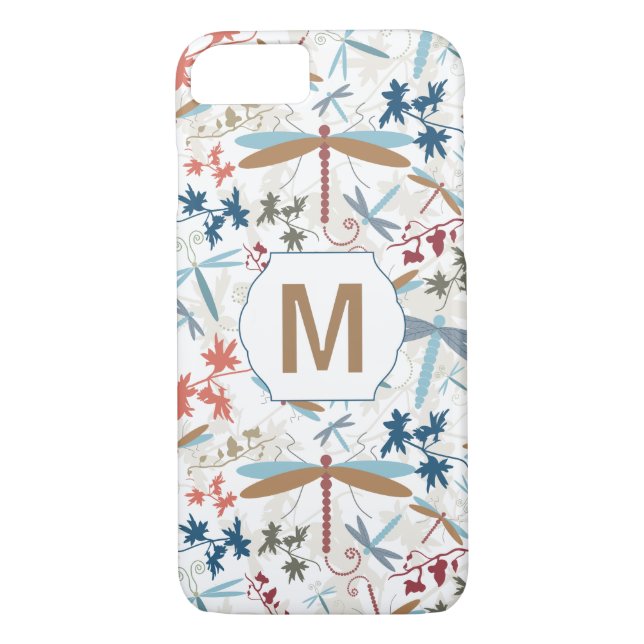 Elegant Monogram Dragonfly Mönster Case-Mate iPhone Skal (Baksida)