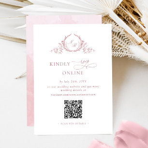 Elegant Monogram Dustrosa RSVP Online QR-kod  Tilläggskort