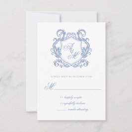 Elegant Monogram Dusty Blue Crest Bröllop OSA Kort